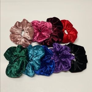 Set of 9 velvet hand made Scrunchies
